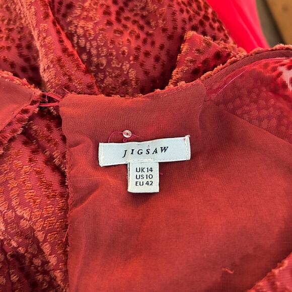 Jigsaw Top Women Size 10‎ Red Tufted Velvet Dots Dressy Layered Blouse (15) - Picture 3 of 11